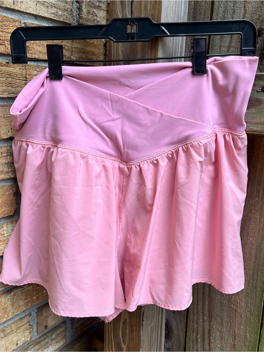 Offline by Aerie Pink Athletic Shorts with Crossover Waistband